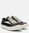 Rick Owens Women Black Low Top Sneakers With Contrasting Stitching In Leather Woman In Black