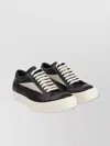 Rick Owens Vintage Leather Sneakers With White Stitching In Black