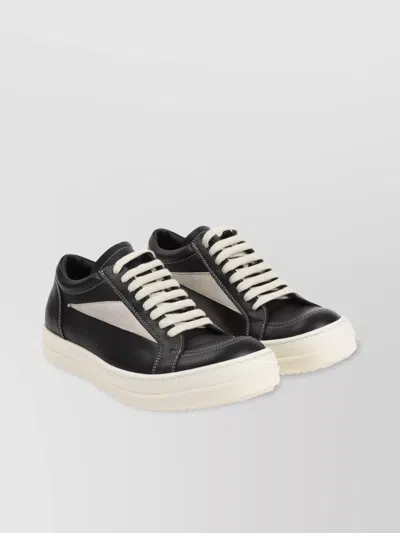 RICK OWENS VINTAGE LEATHER SNEAKERS WITH WHITE STITCHING