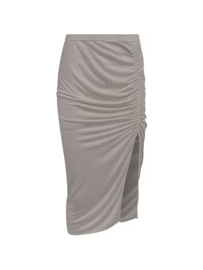 Pre-owned Rick Owens Vintage Lilies Ruched Midi Skirt In White