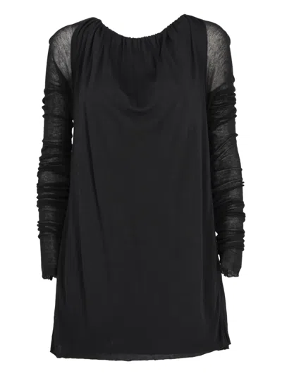 Pre-owned Rick Owens Vintage Long-sleeve Mini Dress In Black