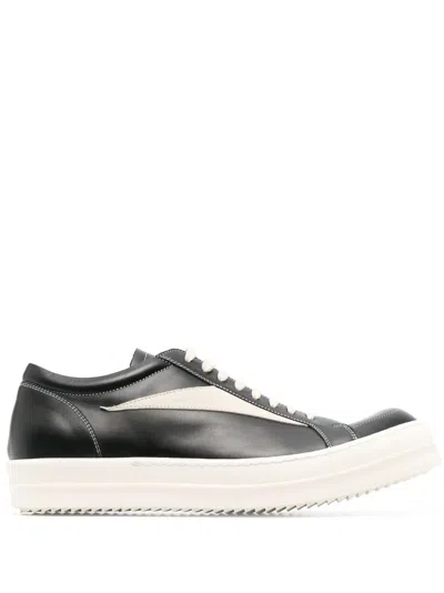 Rick Owens Scarpe Denim Low Top Vintage Sneakers In Black Milk