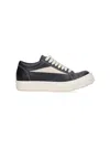Rick Owens Women Black Low Top Sneakers With Contrasting Stitching In Leather Woman In Black
