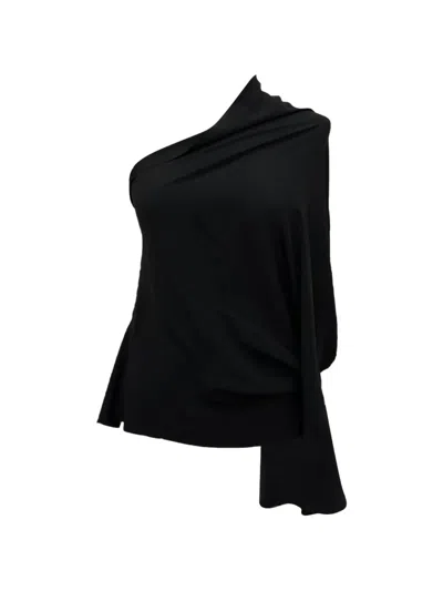 Pre-owned Rick Owens Vintage One-shoulder Asymmetrical Blouse In Black