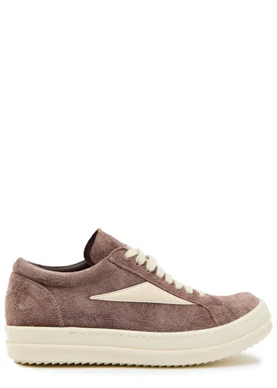 Rick Owens Vintage Panelled Brushed Suede Sneakers In Brown