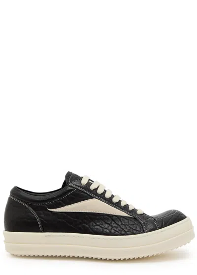 Rick Owens Vintage Panelled Grained Leather Sneakers In Black