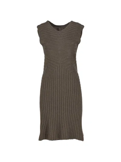 Pre-owned Rick Owens Vintage Ribbed-knit Mini Dress In Brown
