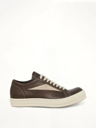 Rick Owens Vintage Sneaks Suede-trimmed Full-grained Leather Sneakers In Red