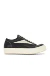 Rick Owens Vintage Suede-trimmed Leather Sneakers In Black & Milk