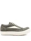 Rick Owens Vintage Leather-trimmed Brushed-wool Sneakers In Green