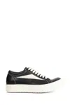 Rick Owens Women Black Low Top Sneakers With Contrasting Stitching In Leather Woman In Black