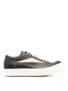 Rick Owens Vintage Suede-trimmed Leather Sneakers In Negro