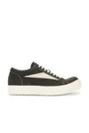 Rick Owens Vintage Sneaks Sneakers In Green Leather In Bean