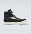 Rick Owens Vintage Suede-trimmed Leather High-top Sneakers In Black