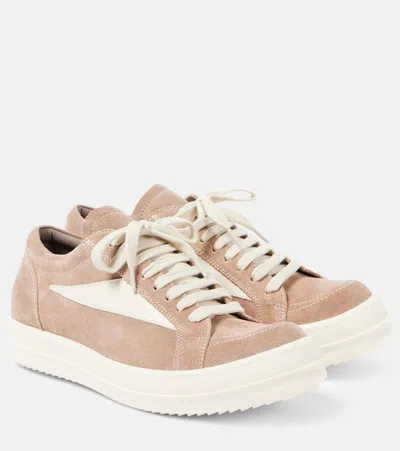 Rick Owens Vintage Sneaks Leather Sneakers In Flesh/milk/milk