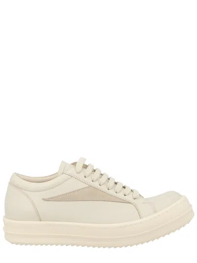 Rick Owens Vintage Sneaks Rounded Toe Contrast Sneakers In White