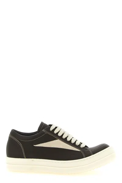 Rick Owens Vintage Lace Up Sneakers Contrasting Design In Black