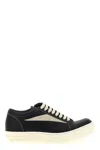Rick Owens Low-top Suede Sneakers With Contrasting Leather Inserts In Black