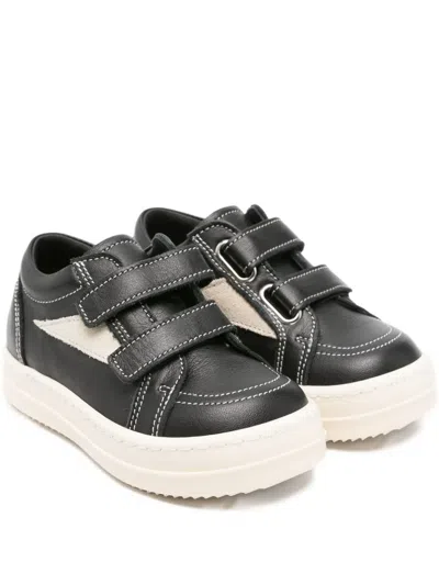 Rick Owens Babies' Vintage Sneaks Touch-strap Sneakers In Black