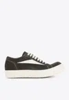 Rick Owens Indigo Blue Suede Leather Vintage Sneakers With Contrasting Details In Black