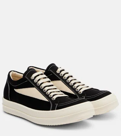 Rick Owens Vintage Suede-trimmed Canvas Sneakers In Black