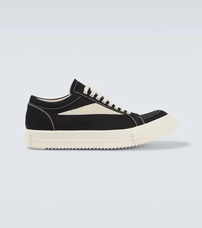 Rick Owens Vintage Suede-trimmed Canvas Sneakers In Black