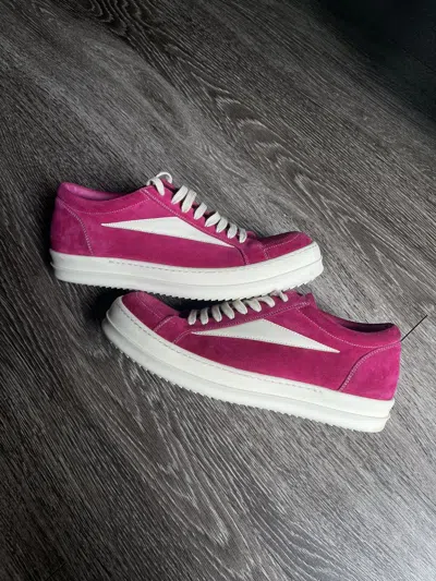 Pre-owned Rick Owens Vintage Velour Hot Pink Strobe Low Top Sneakers
