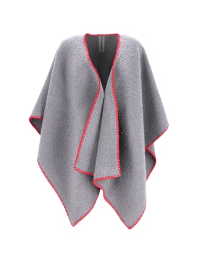 Pre-owned Rick Owens Vintage Whipstitch V-neck Poncho In Gray