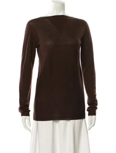 Pre-owned Rick Owens Virgin Wool Bateau Neckline Sweater In Brown