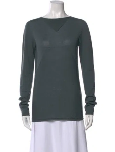 Pre-owned Rick Owens Virgin Wool Bateau Neckline Sweater In Green