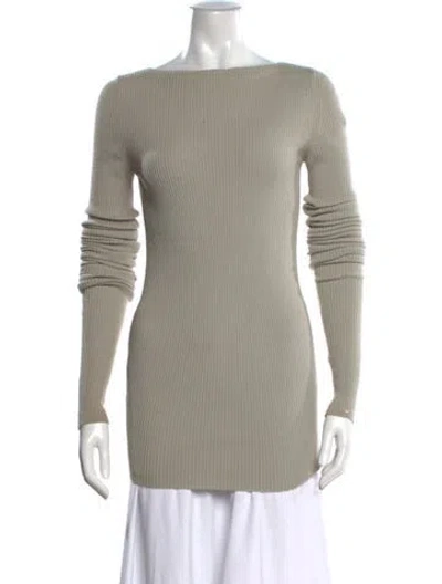 Pre-owned Rick Owens Virgin Wool Bateau Neckline Sweater In Grey