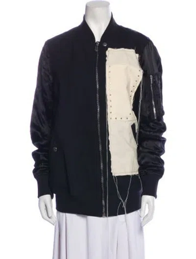 Pre-owned Rick Owens Virgin Wool Bomber Jacket In Blue