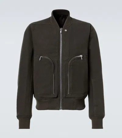 Rick Owens Virgin Wool Bomber Jacket In Gray