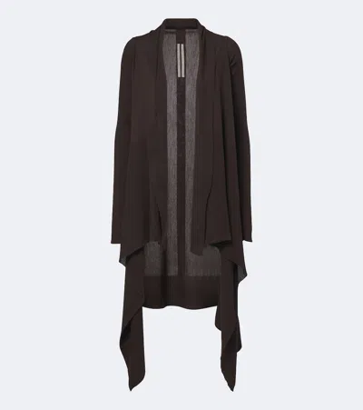 Rick Owens Virgin Wool Cardigan In Brown