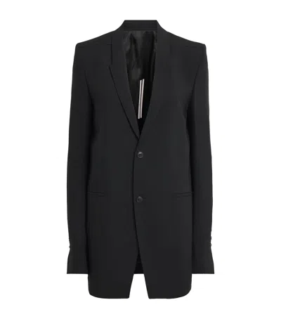 Rick Owens Virgin Wool Concordian Blazer In Black