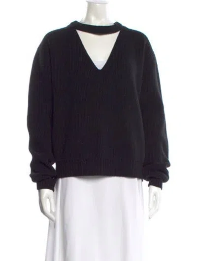 Pre-owned Rick Owens Virgin Wool Crew Neck Sweater In Black