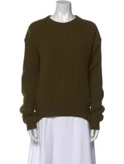 Pre-owned Rick Owens Virgin Wool Crew Neck Sweater In Green