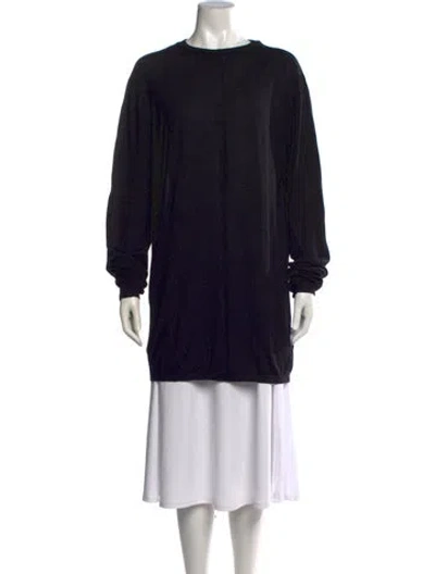 Pre-owned Rick Owens Virgin Wool Crew Neck Top In Black