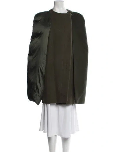 Pre-owned Rick Owens Virgin Wool Down Coat In Green