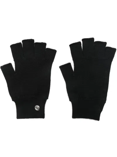 Rick Owens Fingerless Cashmere Gloves In Black