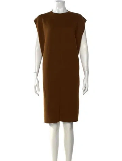Pre-owned Rick Owens Virgin Wool Knee-length Dress In Brown