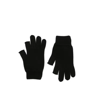 Rick Owens Virgin Wool Knitted Fingerless Gloves In Black