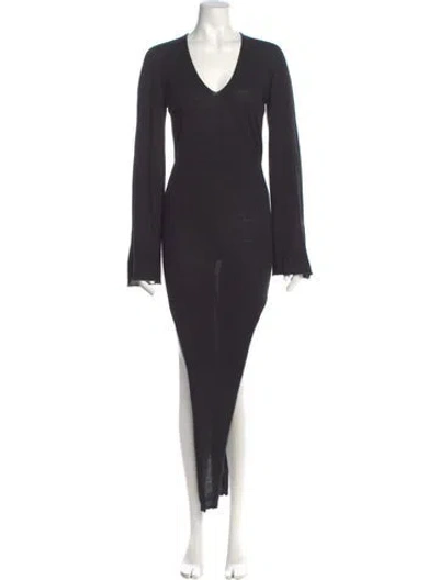 Pre-owned Rick Owens Virgin Wool Long Dress In Black