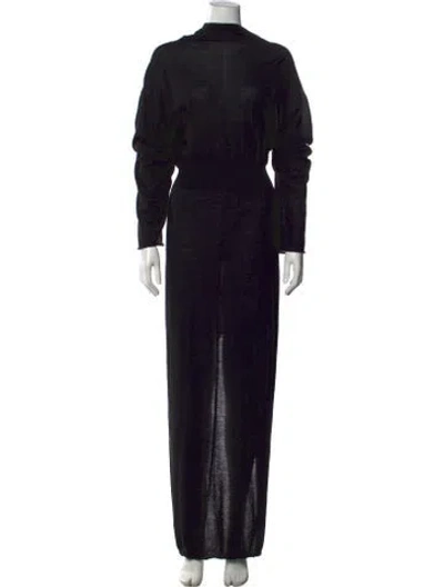 Pre-owned Rick Owens Virgin Wool Long Dress In Black