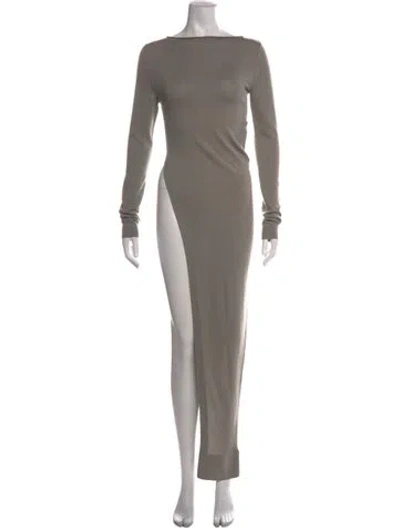 Pre-owned Rick Owens Virgin Wool Long Dress In Grey