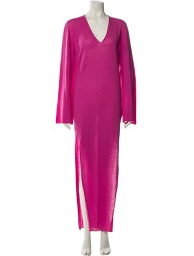 Pre-owned Rick Owens Virgin Wool Long Dress In Pink