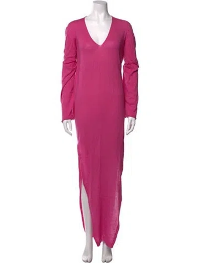 Pre-owned Rick Owens Virgin Wool Long Dress In Pink