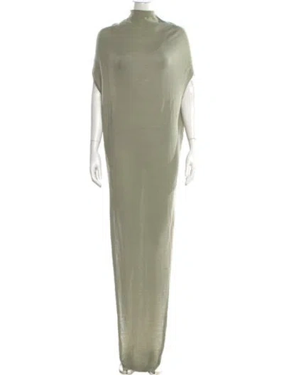 Pre-owned Rick Owens Virgin Wool Long Dress W/ Tags In Green
