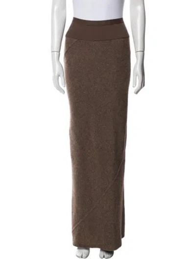 Pre-owned Rick Owens Virgin Wool Long Skirt In Brown