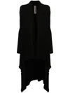 Rick Owens Long Cashmere Cardigan In Nero